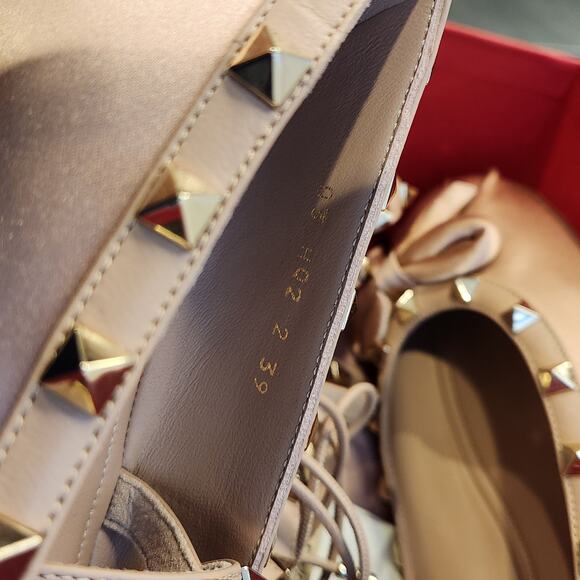 Valentino Rockstud Satin blush ballerina shoes size 39 - Picture 7 of 9